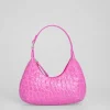 Baby Amber Fuchsia Circular Croco Embossed Leather