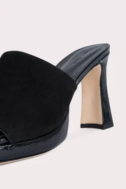 Beliz Black Croco And Suede Leather