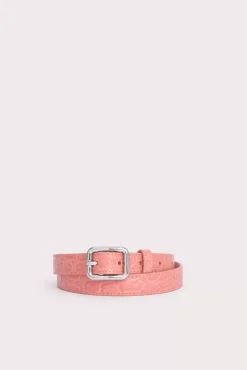 Beni Salmon Circular Croco Embossed Leather