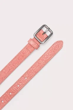 Beni Salmon Circular Croco Embossed Leather