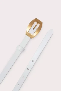 Block White Semi Patent Leather