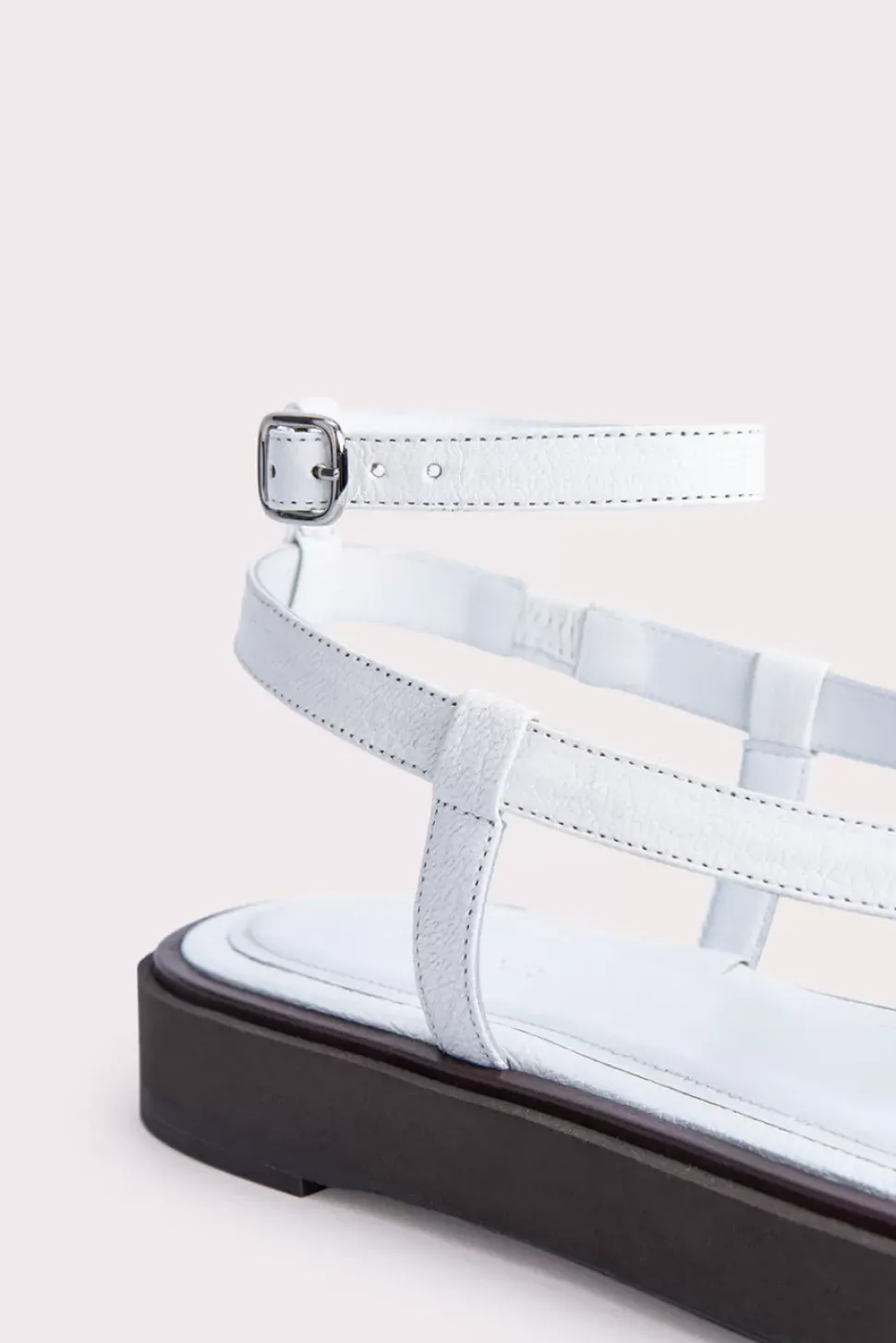 Cece White Grained Leather