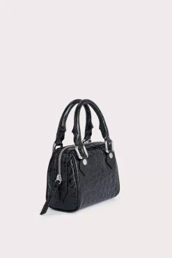 Dora Black Circular Croco Embossed Leather