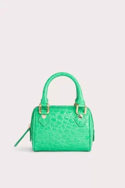 Dora Super Green Circular Croco Embossed Leather