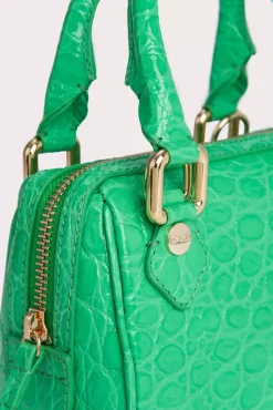 Dora Super Green Circular Croco Embossed Leather