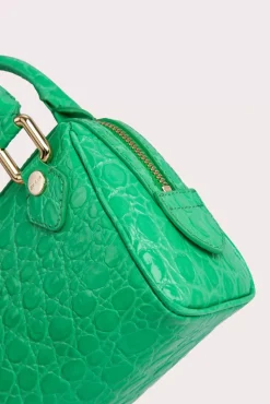 Dora Super Green Circular Croco Embossed Leather