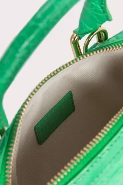 Dora Super Green Circular Croco Embossed Leather