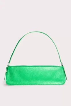 Dulce Long Green Metallic Grain Leather