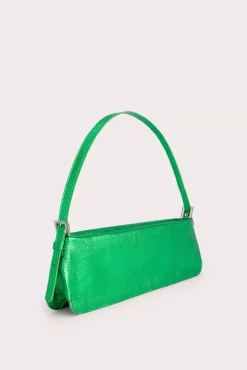 Dulce Long Green Metallic Grain Leather
