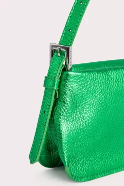 Dulce Long Green Metallic Grain Leather