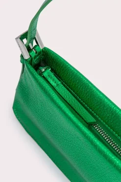 Dulce Long Green Metallic Grain Leather