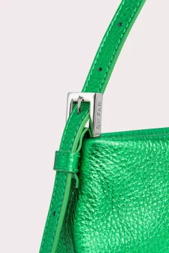 Dulce Long Green Metallic Grain Leather