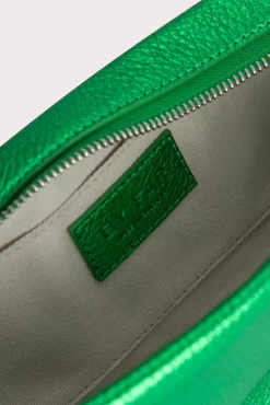 Dulce Long Green Metallic Grain Leather
