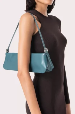 Dulce Long Petrol Semi Patent Leather