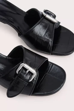 Elton Black Maxi Croco Embossed Leather