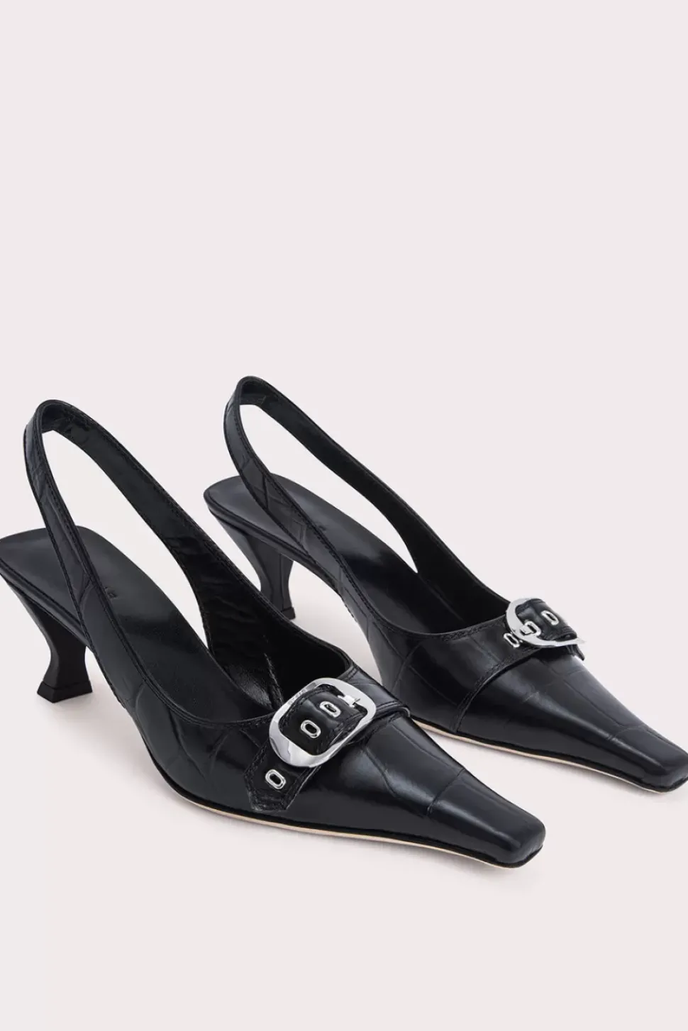 Evita Black Maxi Croco And Nappa Leather