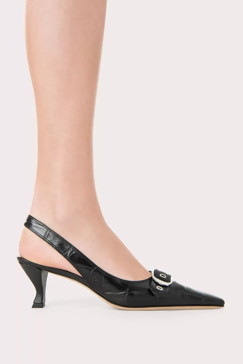 Evita Black Maxi Croco And Nappa Leather