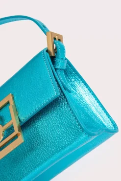 Fran Aqua Metallic Grain Leather
