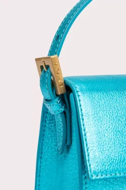 Fran Aqua Metallic Grain Leather