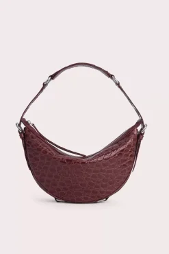 Gib Wine Circular Croco Embossed Leather