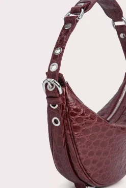 Gib Wine Circular Croco Embossed Leather