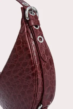 Gib Wine Circular Croco Embossed Leather