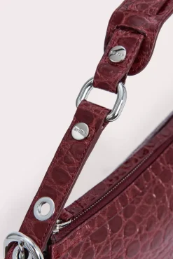 Gib Wine Circular Croco Embossed Leather