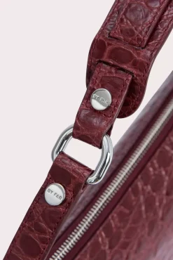 Gib Wine Circular Croco Embossed Leather