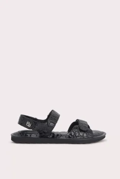 Gideon Black Circular Croco Embossed Leather