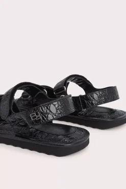 Gideon Black Circular Croco Embossed Leather