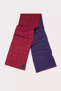 Jacquard Grid Scarf Ruby Wool