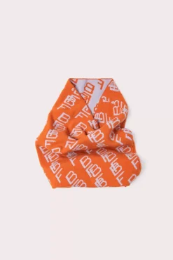 Jacquard Logo Snood Orange Wool