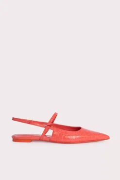 Jess Coral Circular Croco Embossed Leather