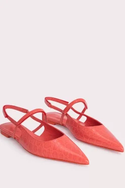 Jess Coral Circular Croco Embossed Leather