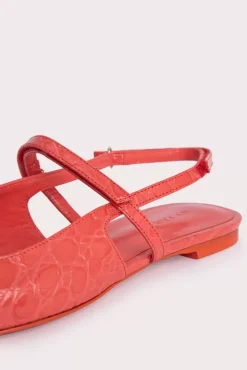 Jess Coral Circular Croco Embossed Leather