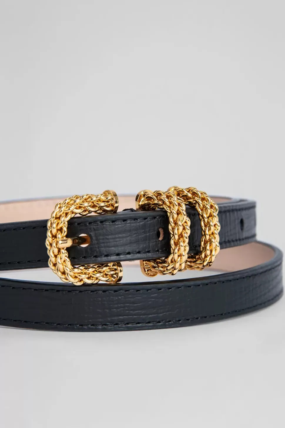 Kat Black Embossed Leather