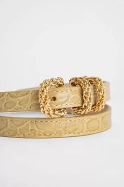 Kat Flax Circular Croco Embossed Leather