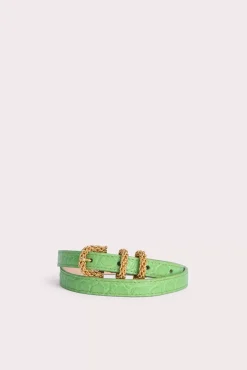 Kat Fresh Green Circular Croco Embossed Leather