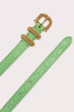 Kat Fresh Green Circular Croco Embossed Leather