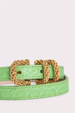 Kat Fresh Green Circular Croco Embossed Leather