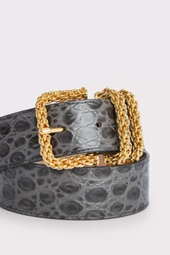 Katina Cement Circular Croco Embossed Leather