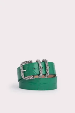 Katina Clover Green Maxi Croco Embossed Leather
