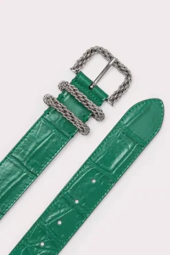 Katina Clover Green Maxi Croco Embossed Leather