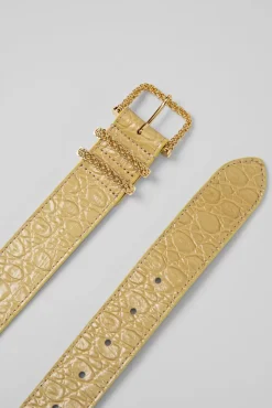 Katina Flax Circular Croco Embossed Leather