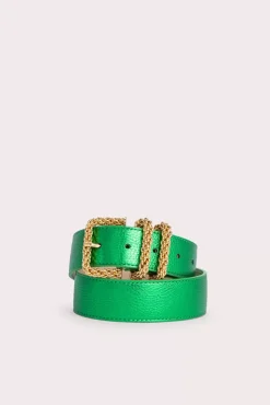 Katina Green Metallic Grain Leather