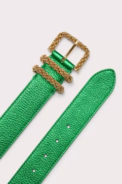 Katina Green Metallic Grain Leather