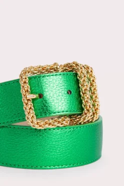Katina Green Metallic Grain Leather
