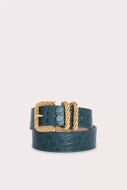Katina Petrol Circular Croco Embossed Leather