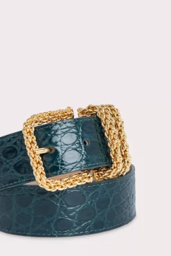 Katina Petrol Circular Croco Embossed Leather