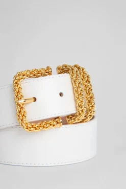 Katina White Embossed Leather